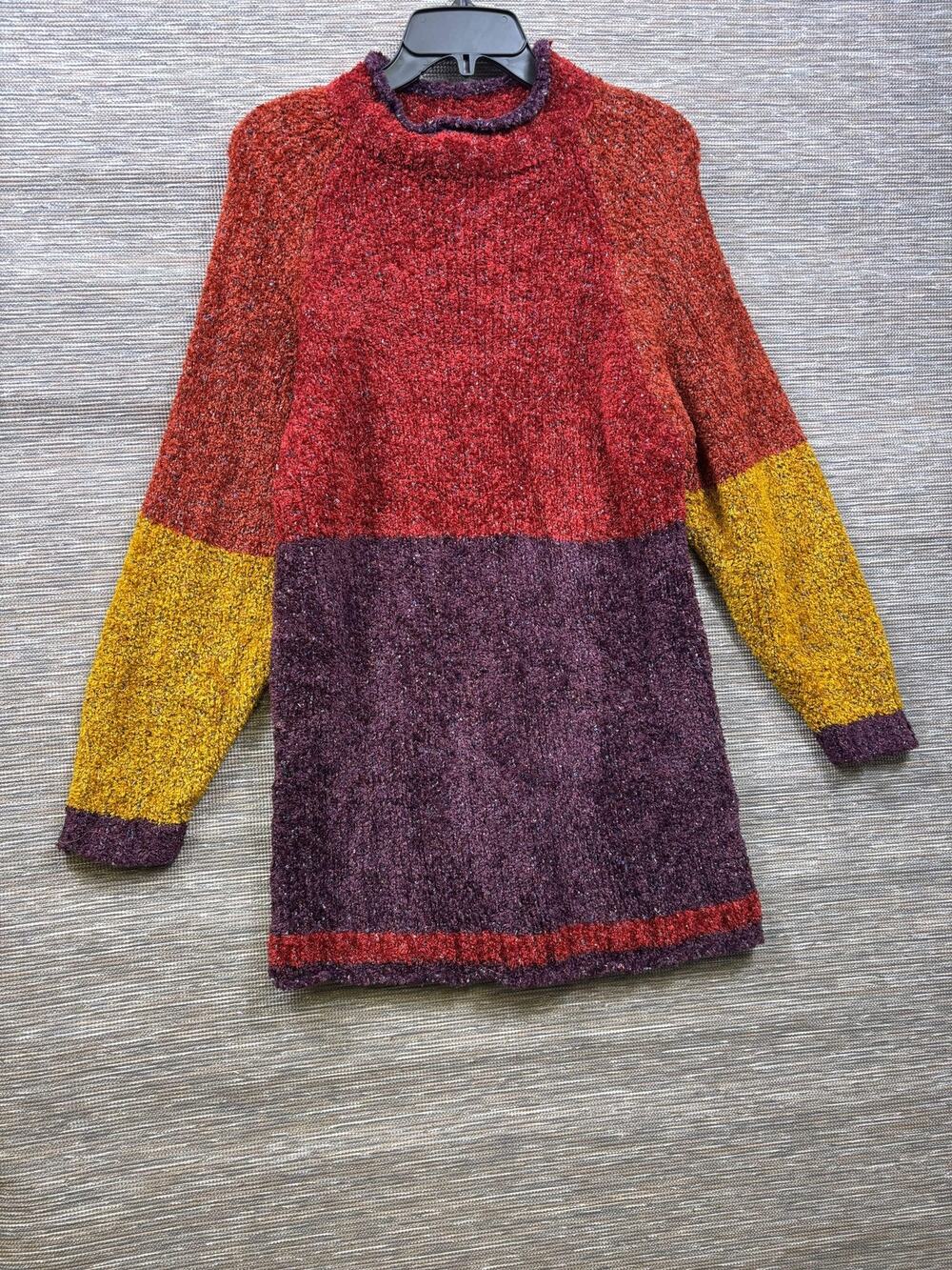 Heirloom Collectibles Sweater Tunic Womens M Multicolor Stripe Mock Neck Knit